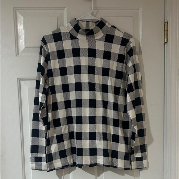 Land’s End Checkered Mock-Neck - Picture 1 of 3